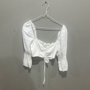 NEW Storia White Puff Sleeve Crop Blouse size S